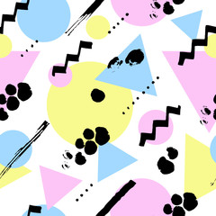 Seamless bright pattern. Geometric abstraction. Black, white, bl