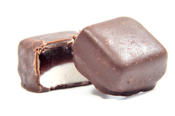 Chocolate candy with  isolated on white background.