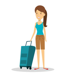 Fototapeta na wymiar person with travel suitcase vector illustration design