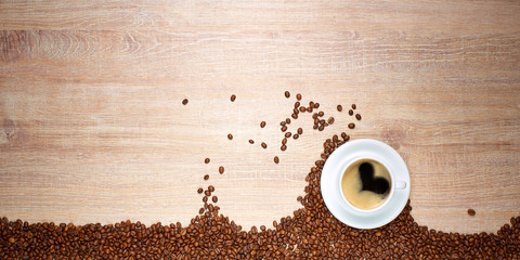 Panele Szklane  Coffee background with beans