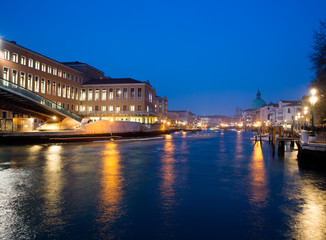 City of Venice at night. View of the canals.