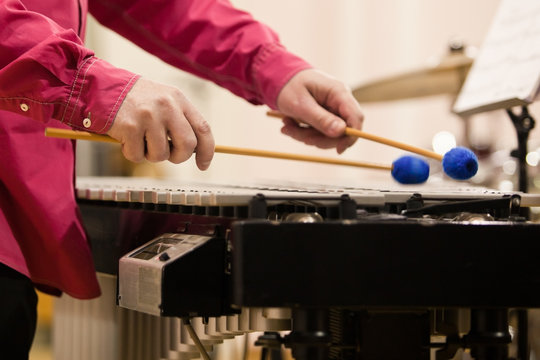 Hands musician playing the vibraphone