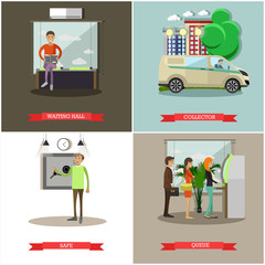 Vector set of banking concept design elements in flat style
