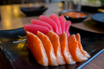 sashimi raw fish japanese food.(Selective focus)