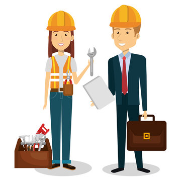 builders group avatars characters vector illustration design