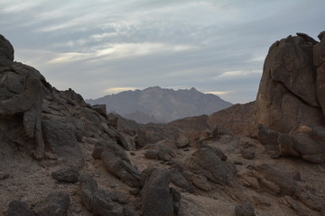 Fantastic Mountain and Rocks In Sahara Desert in North Africa Like a Mars Landscape or Panorama of Other World
