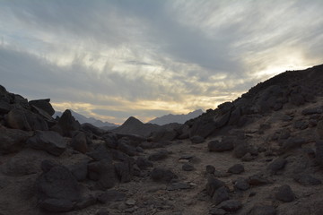 Fantastic Mountain and Rocks In Sahara Desert in North Africa Like a Mars Landscape or Panorama of Other World