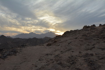 Fantastic Mountain and Rocks In Sahara Desert in North Africa Like a Mars Landscape or Panorama of Other World