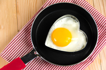 Fried egg in heart shape
