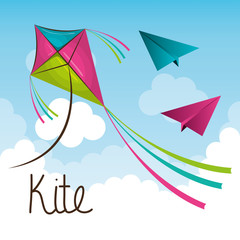 kite flying in the sky vector illustration design