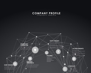 Obraz premium Company profile overview template with circles and dots - dark v