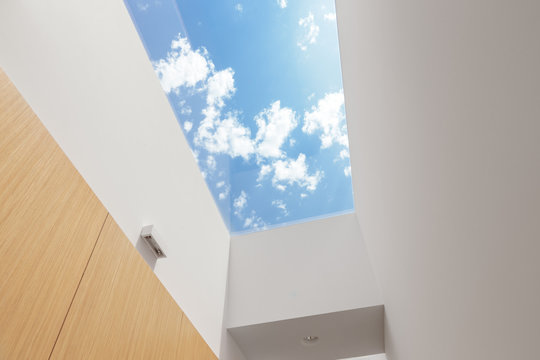 Hallway with a big skylight