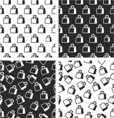 Shopping Bag or Paper Bag Aligned & Random Seamless Pattern Set