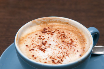 coffee cup on a wooden table