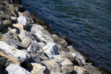 Rock and blurred river in daylight