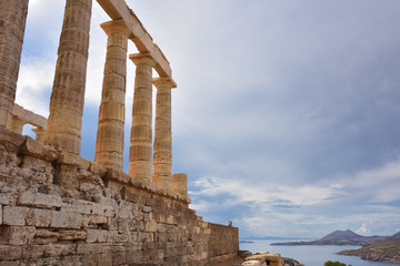 Fototapeta na wymiar Temple of Poseidon at Cape Sounion Attica Greece