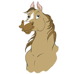 Horse cartoon character. Buckskin suit. Horse head isolated on a white background.