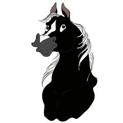 Horse cartoon character. Ravens suit. Horse head isolated on a white background.