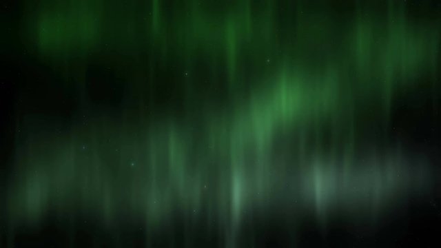 Northern Lights aurora Borealison a background of the starry sky. Green.