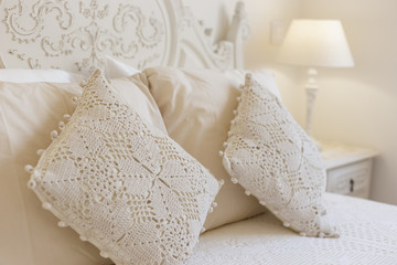 Embroidered crochet pillows