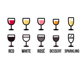 Wine types icon set