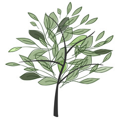 Векторное дерево с зелеными листьями