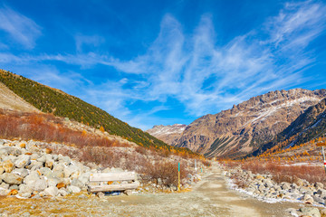 view of morteratsch vellay from morteratsch glacier