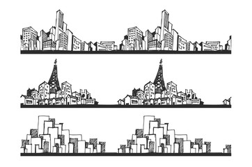 Cityscape sketch, seamless wallpaper for your design