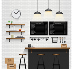 Cafe and Coffee Shop Interior Vector