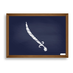 Sword sign illustration. White chalk icon on blue school board w