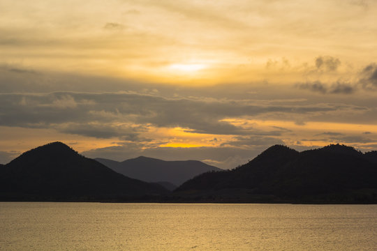 Sunset Pranburi Dam Prachuap Khiri Khan, Thailand