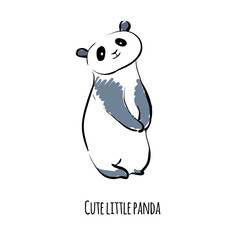 Cute panda bear. Hand-drawn sketch.
