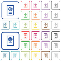 Passport outlined flat color icons
