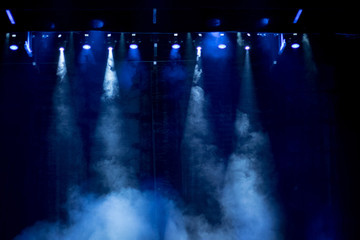 scene, stage light with colored spotlights and blur