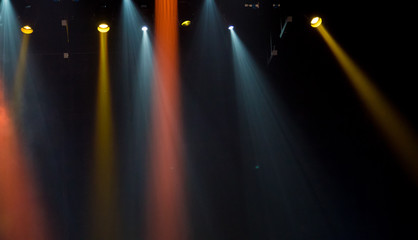 scene, stage light with colored spotlights