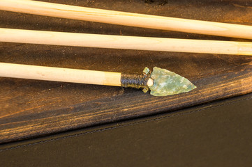 ancient arrow with flint arrowhead