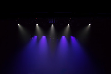 scene, stage light with colored spotlights