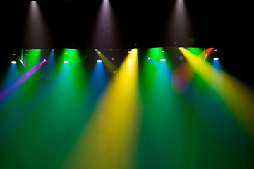 scene, stage light with colored spotlights