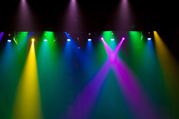 scene, stage light with colored spotlights