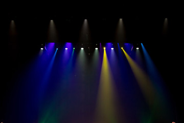 scene, stage light with colored spotlights