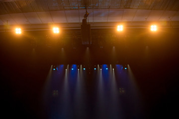 scene, stage light with colored spotlights