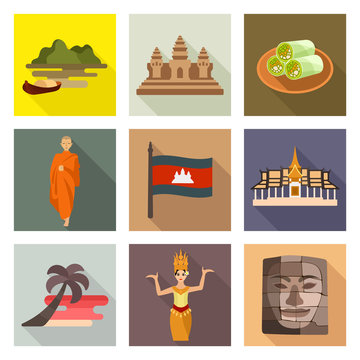 Cambodia travel icons