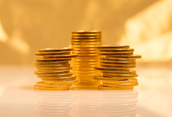 Stack of golden eagle coins