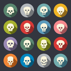 Naklejka premium Skull flat icon set