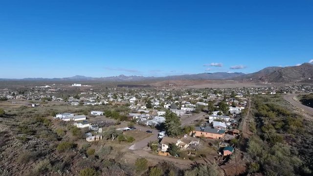 Aerial view of a small mining town
