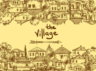 illustration village houses.