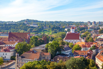 Fototapeta na wymiar Scenic summer panoramic aerial view of Vilnius old town