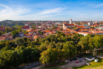 Naklejka premium Scenic summer panoramic aerial view of Vilnius old town