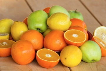 sweet oranges, lemons and apples
