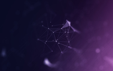 Abstract Polygonal Space Blue Background with Bright Low Poly Connecting Dots and Lines - Connection Structure - Futuristic HUD Design
